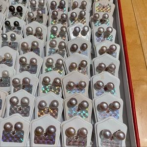 10.5mm pink freshwater pearl studs